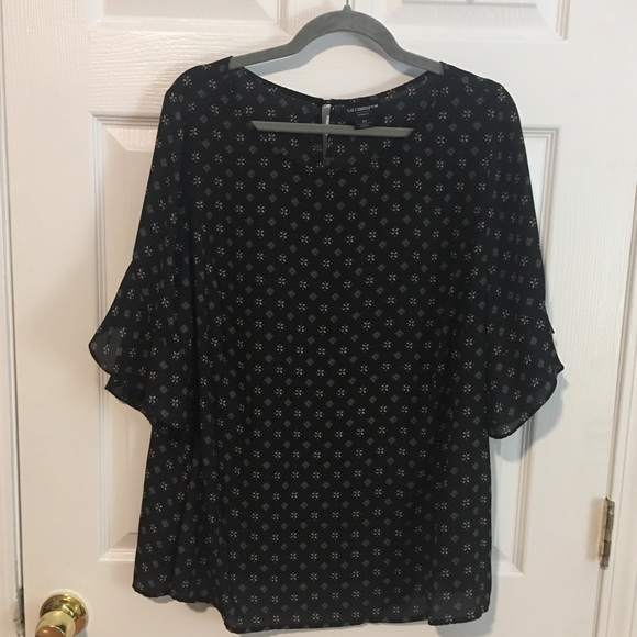 Liz Claiborne Tops - Liz Claiborne Career Woman black bell sleeve blouse 2x plus